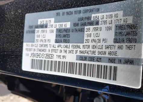 2025 Mazda Cx-90 3.3 Turbo Preferred Package z USA, uszkodzony, nr VIN JM3KKBHDXS1256091